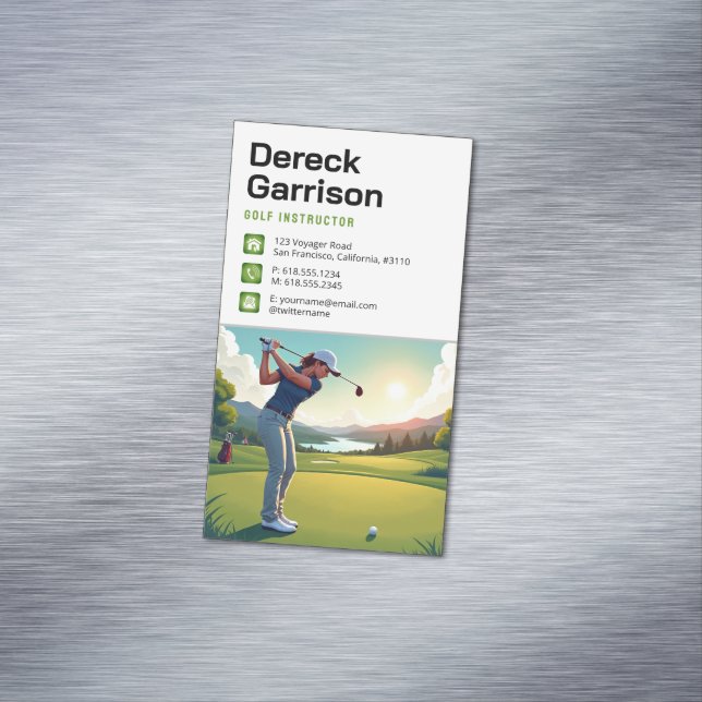 Golf Instructor | Professional Business Card Magnet (In Situ)