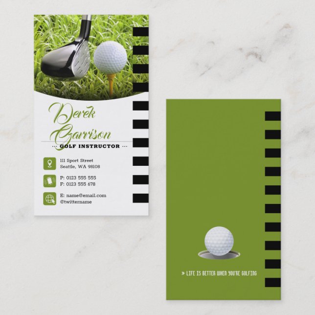 Golf Instructor | Professional Golf Lessons Business Card (Front/Back)