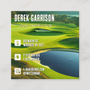 Golf Instructor Professional Golf Lessons Square Business Card