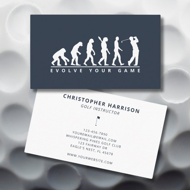 Golf Instructor Professional Humorous Simple Navy Business Card (Creator Uploaded)