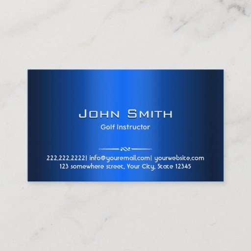 Customizable Royal Blue Metal Golf Business Card