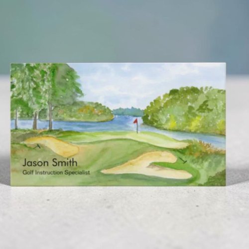 Golf Instructor Professional Watercolor Golf Business Card