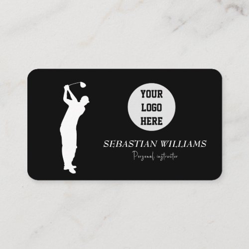 Golf Instructor QR code Black Professional  Business Card