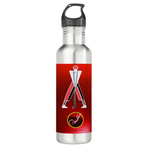 GOLF INSTRUCTOR RED RUBY MONOGRAM STAINLESS STEEL WATER BOTTLE