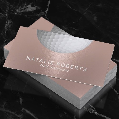 Golf Instructor Rose Gold Professional Sport Business Card
