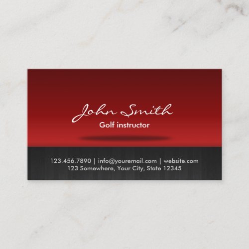 Golf Instructor Stylish Red Stage Business Card