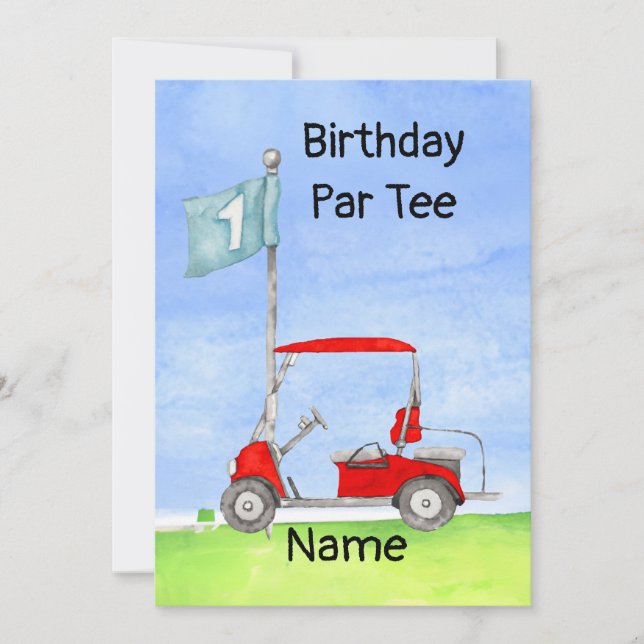 Golf Invitation to 1st birthday golf party  (Front)