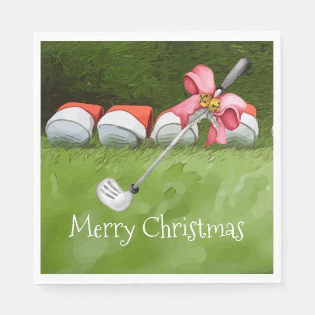 Golf iron Christmas with lots of Ball golfer Napkins (Front)