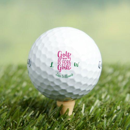 Golf is Fore Girls Simple Monogram Named Golf Balls