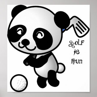 Golf is Fun Panda Poster