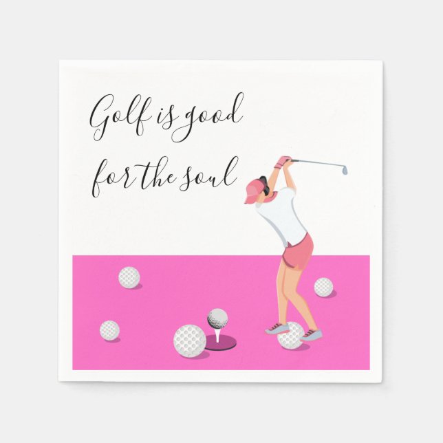 Golf is good for the soul for woman lady golfer napkins (Front)