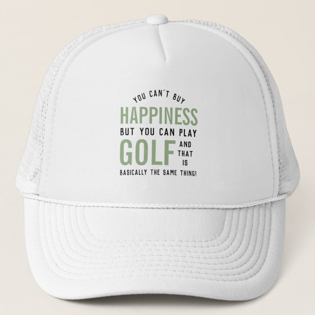 Golf is Happiness Funny Golf Lover Gifts Trucker Hat (Front)