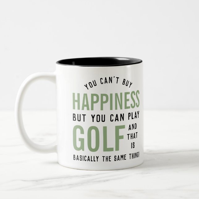Golf is Happiness Funny Golf Lover Gifts Two-Tone Coffee Mug (Left)