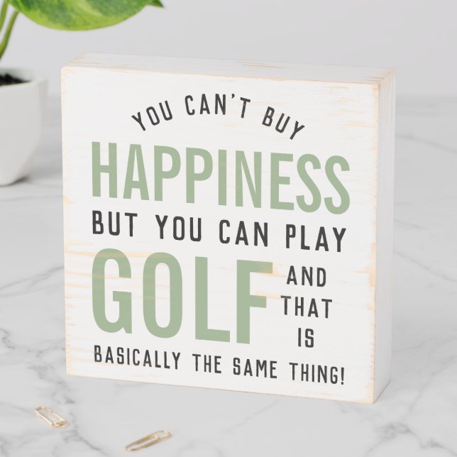 Golf is Happiness Funny Golf Lover Gifts Wooden Box Sign (In Situ Horizontal)