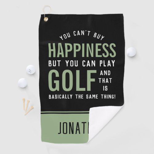 Golf is Happiness Funny Golf Lover Golf Towel