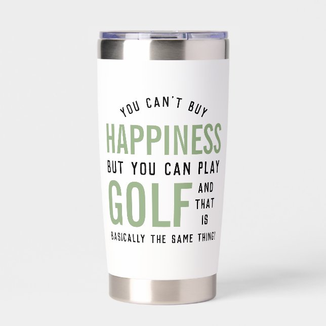 Golf is Happiness Funny Golf Lover Personalized Insulated Tumbler (Front)
