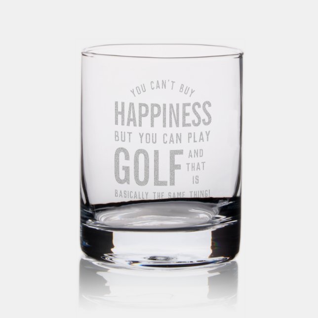 Golf is Happiness Funny Golf Lover Rocks Glass (Glassware)