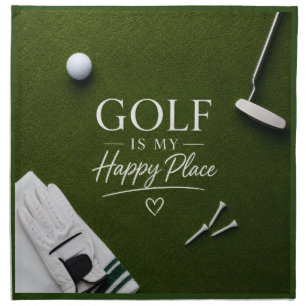 Golf is my happy place golf on green cloth napkin