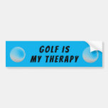 Golf Is My Therapy Blue Bumper Sticker at Zazzle
