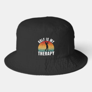 Golf is my therapy Funny Vintage Typography Sport Bucket Hat
