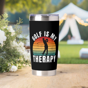 Golf is my therapy Funny Vintage Typography Sport Insulated Tumbler