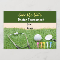 Golf is my therapy golf ball and stethoscope invitation