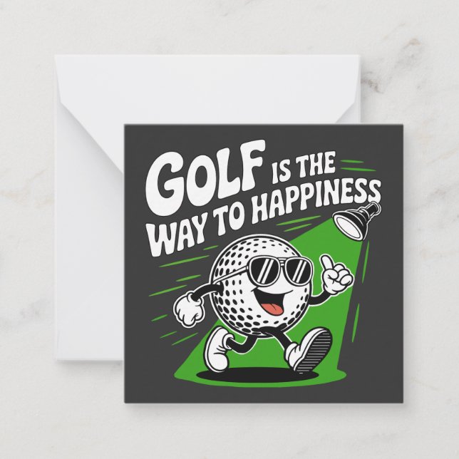 Golf is the way to happiness note card (Front)