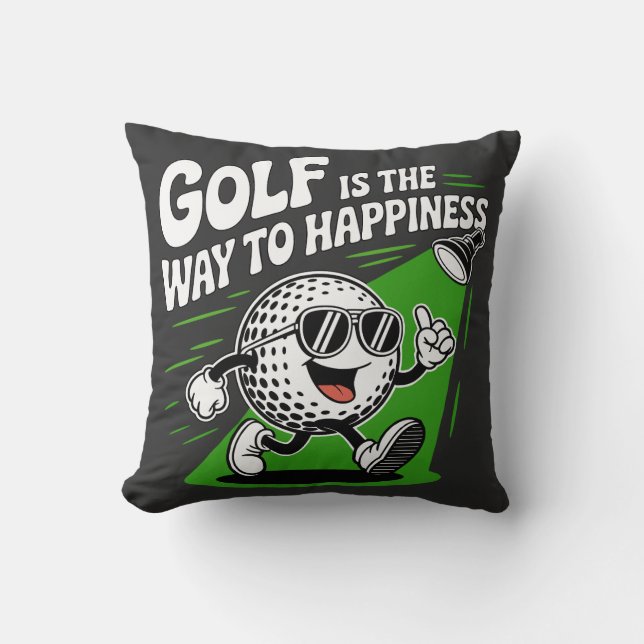 Golf is the way to happiness throw pillow (Front)
