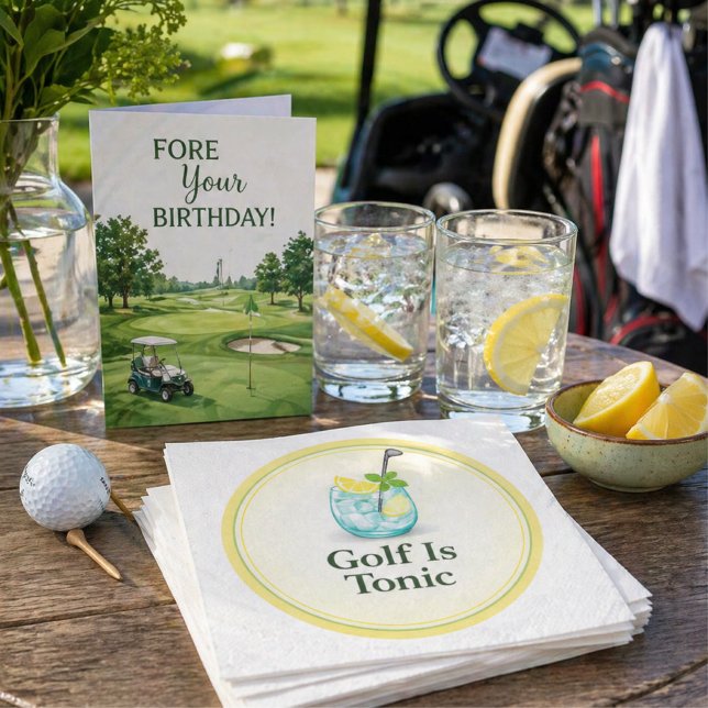 Golf Is Tonic Paper Napkins | Golf Party Drinks  (Golf themed paper napkins for parties, birthdays and clubhouse drinks with a fun gin twist)