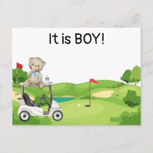 Golf It is BOY golfer baby on golf cart  Postcard