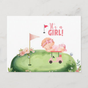 Golf It is GIRL golfer baby on golf cart Postcard