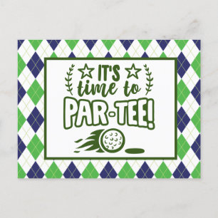 Golf  it is time to  par tee party postcard