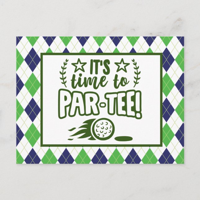 Golf  it is time to  par tee party postcard (Front)