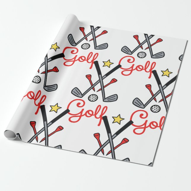 Golf Items Wrapping Paper (Unrolled)