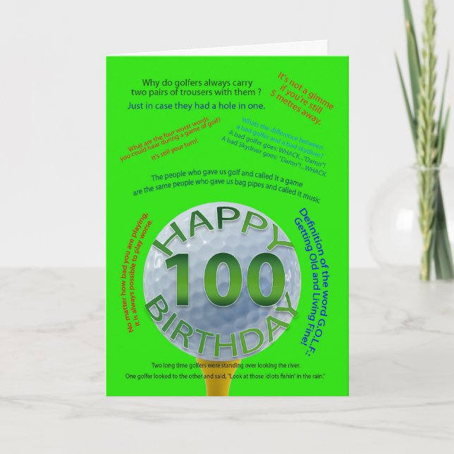 Golf Jokes birthday card for 100 year old (Front)