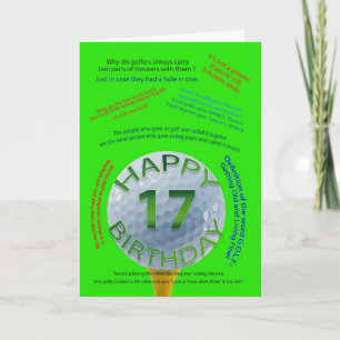 Golf Jokes birthday card for 17 year old