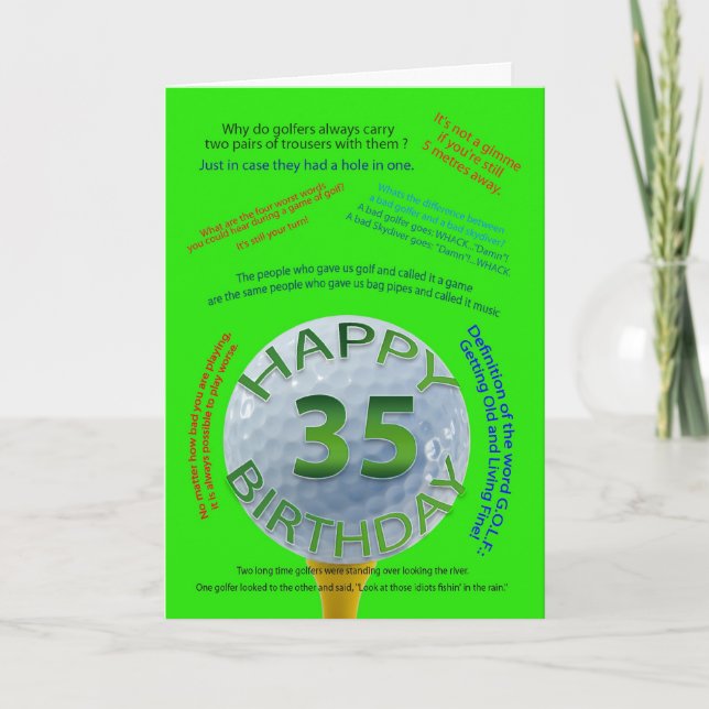 Golf Jokes birthday card for 35 year old (Front)