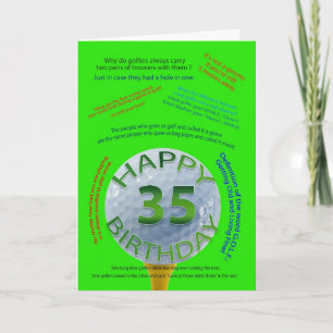 Golf Jokes birthday card for 35 year old