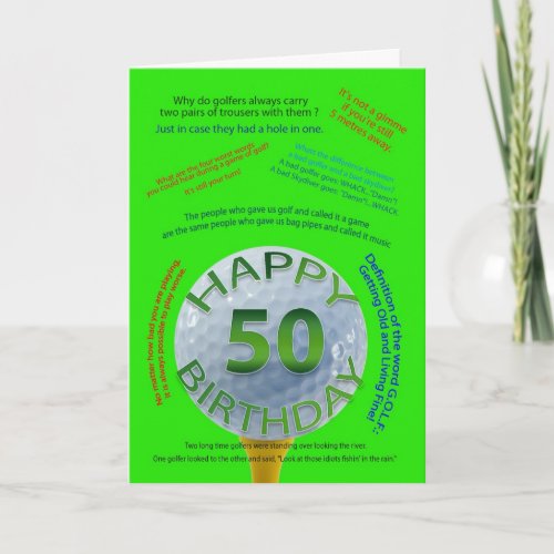 Golf Jokes birthday card for 50 year old