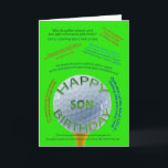 Golf Jokes birthday card for son<br><div class="desc">A great fun card for a golfer or a golf occasion. A golf ball on a tee surrounded by golf jokes. A birthday card for an son.</div>