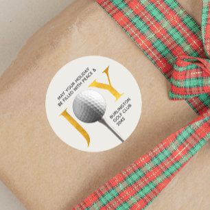 Golf Joy & Peace Christmas Classic Round Sticker