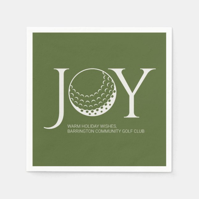 Golf Joy & Peace Green Christmas Napkins (Front)
