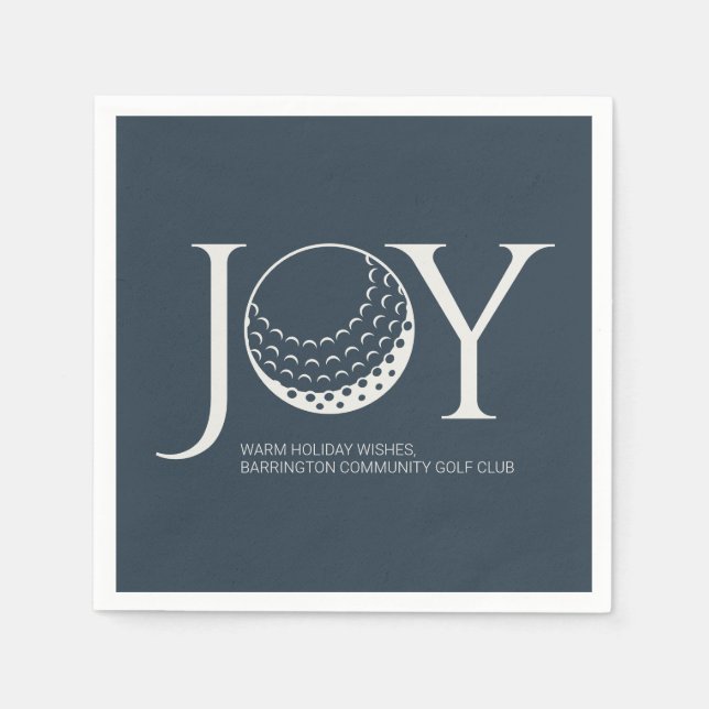 Golf Joy & Peace Navy Blue Christmas Napkins (Front)