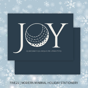 Golf Joy & Peace Navy Blue Flat Christmas Holiday Card