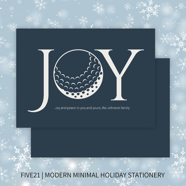 Golf Joy & Peace Navy Blue Flat Christmas Holiday Card (Creator Uploaded)