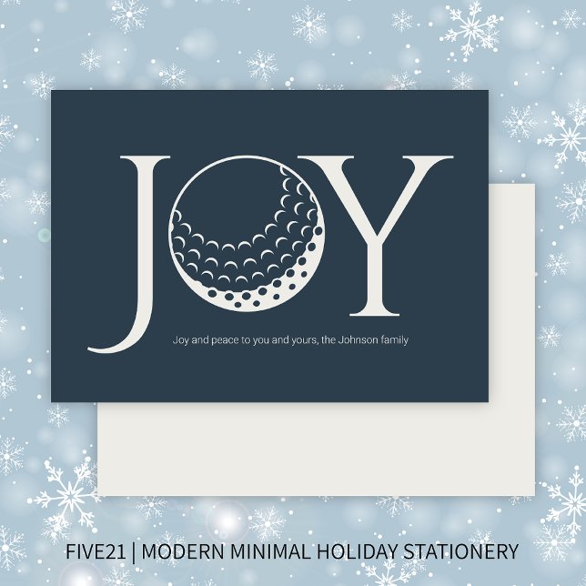 Golf Joy & Peace Navy Blue Flat Christmas Holiday Card (Creator Uploaded)