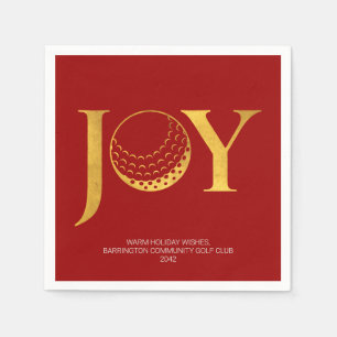 Golf Joy & Peace Red Christmas Napkins