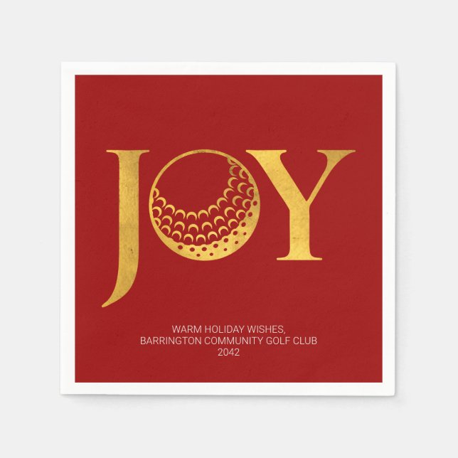 Golf Joy & Peace Red Christmas Napkins (Front)