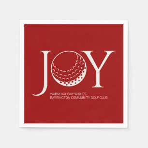 Golf Joy & Peace Red Christmas Napkins