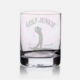 Golf Junkie Golf-Themed Custom Etched Rocks Glass